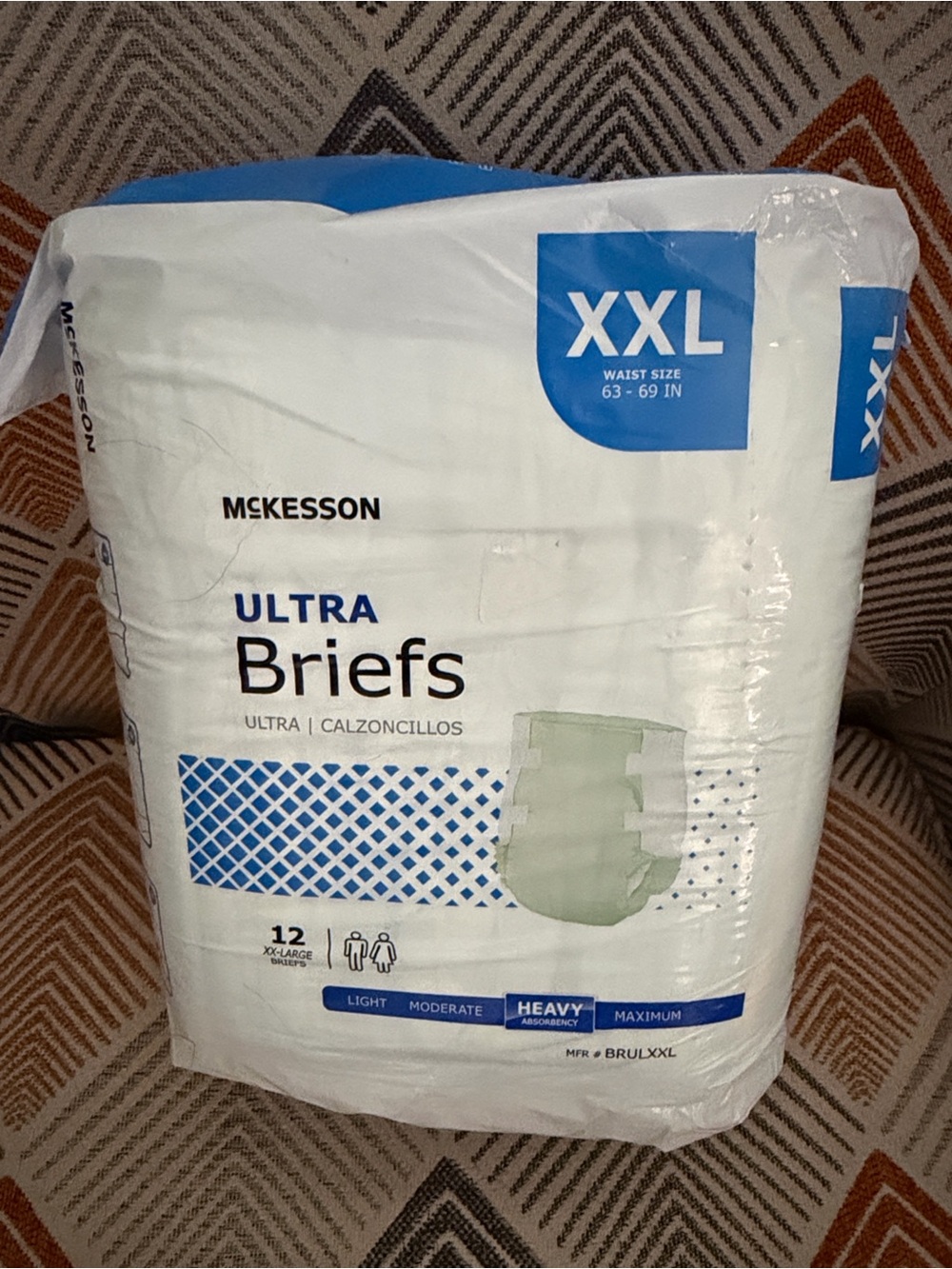 Mckensson ultra Briefs XXL Heavy Absorbency unisex 12 count tabs diapers